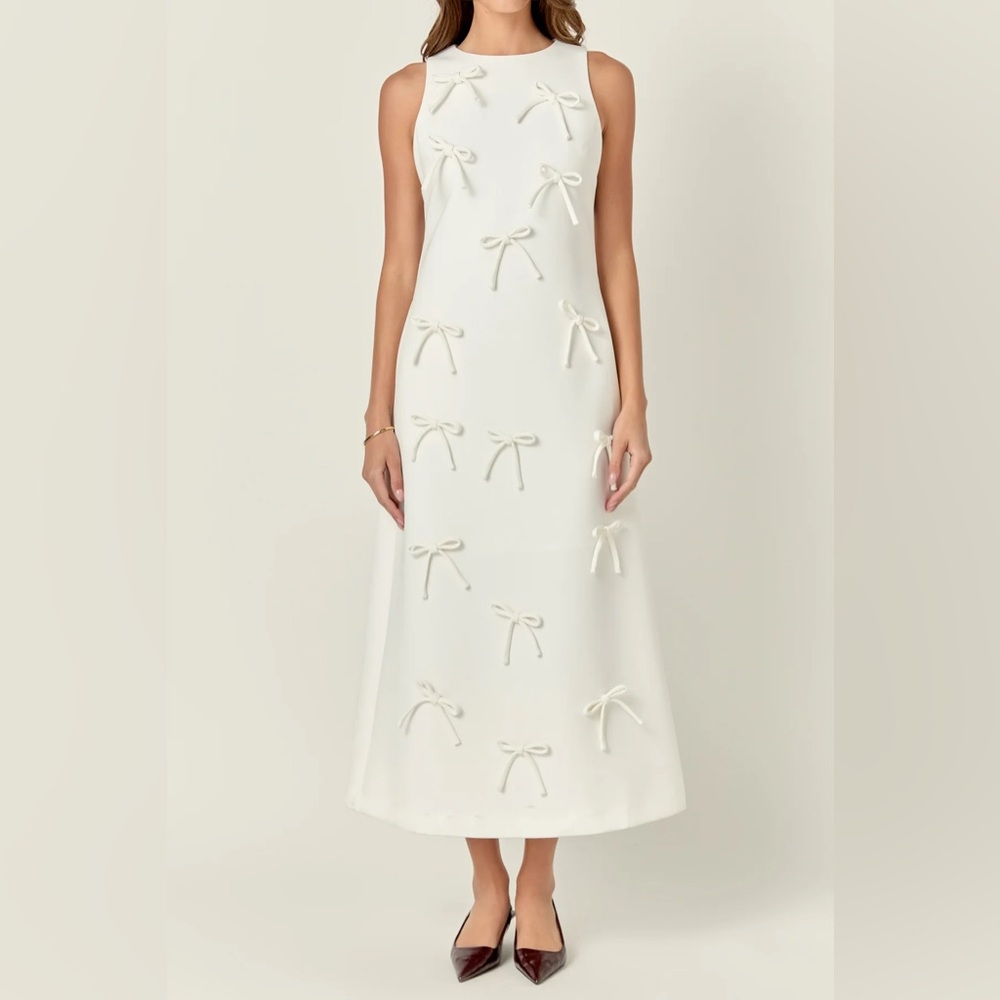 English Factory White Bow-Embellished Dress